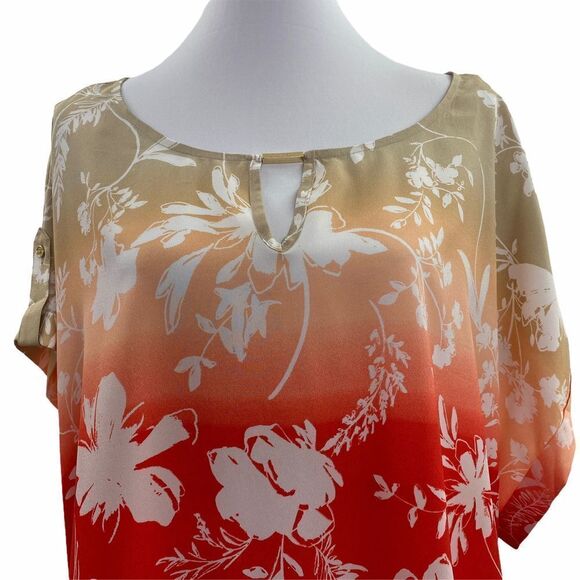 Calvin Klein tropical ombre keyhole blouse 3X NWT - Picture 3 of 13
